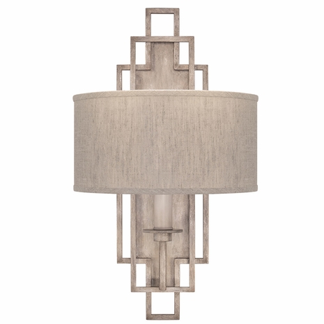 889350-21 Fine Art Lighting Cienfuegos 22"H Sconce with Gray w/Greige Fabric Shades Finish