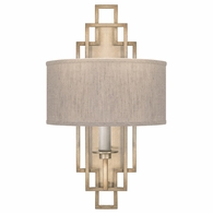 889350-31ST Fine Art Lighting Cienfuegos 22"H Sconce with Gold w/Greige Fabric Shades Finish