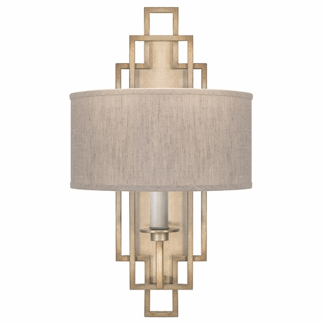 889350-31ST Fine Art Lighting Cienfuegos 22"H Sconce with Gold w/Greige Fabric Shades Finish