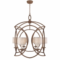 889840-11ST Fine Art Lighting Cienfuegos 30.5"W Round Chandelier with Bronze w/Greige Fabric Shades Finish