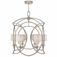 889840-21ST Fine Art Lighting Cienfuegos 30.5"W Round Chandelier with Gray w/Greige Fabric Shades Finish