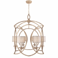 889840-31ST Fine Art Lighting Cienfuegos 30.5"W Round Chandelier with Gold w/Greige Fabric Shades Finish