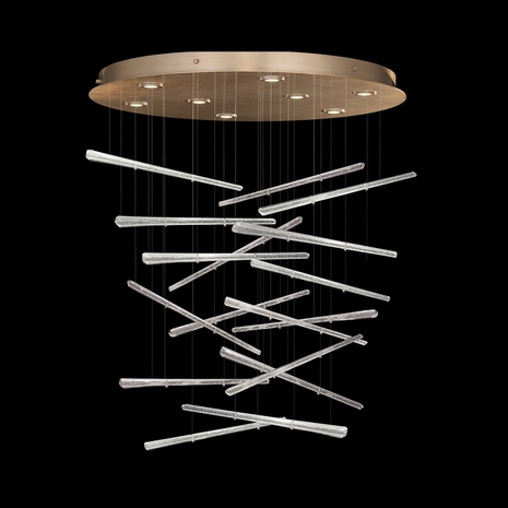 895840-232ST Fine Art Lighting Elevate 32"W Round Pendant with Gold/Crystal Stardust Spires Finish