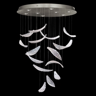 895840-112ST Fine Art Lighting Elevate 32"W Round Pendant with Silver/Dichroic "Plumes" Finish