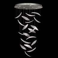 895840-121ST Fine Art Lighting Elevate 32"W Round Pendant with Silver/White "Plumes" Finish