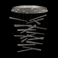 895840-142ST Fine Art Lighting Elevate 32"W Round Pendant with Silver/Ebony Stardust Spires Finish