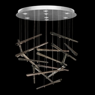 895840-152ST Fine Art Lighting Elevate 32"W Round Pendant with Silver/Meteorite Spires Finish