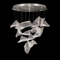 895840-162ST Fine Art Lighting Elevate 32"W Round Pendant with Silver/Frozen Pages Finish