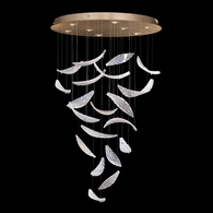895840-211ST Fine Art Lighting Elevate 32"W Round Pendant with Gold/Dichroic "Plumes" Finish