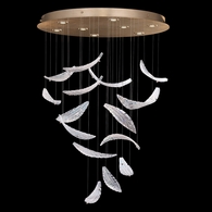 895840-212ST Fine Art Lighting Elevate 32"W Round Pendant with Gold/Dichroic "Plumes" Finish