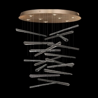 895840-242ST Fine Art Lighting Elevate 32"W Round Pendant with Gold/Ebony Stardust Spires Finish