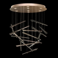 895840-252ST Fine Art Lighting Elevate 32"W Round Pendant with Gold/Meteorite Spires Finish