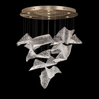 895840-262ST Fine Art Lighting Elevate 32"W Round Pendant with Gold/Frozen Pages Finish