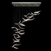 894840-111ST Fine Art Lighting Elevate 54"W Rectangular Pendant with Silver/Dichroic "Plumes" Finish