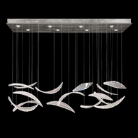 894840-112ST Fine Art Lighting Elevate 54"W Rectangular Pendant with Silver/Dichroic "Plumes" Finish