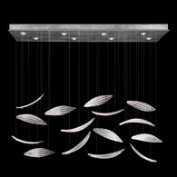 894840-122ST Fine Art Lighting Elevate 54"W Rectangular Pendant with Silver/White "Plumes" Finish