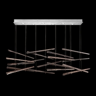 894840-152ST Fine Art Lighting Elevate 54"W Rectangular Pendant with Silver/Meteorite Spires Finish