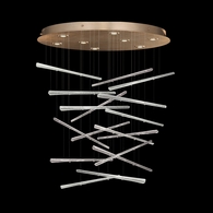 895840-232ST Fine Art Lighting Elevate 32"W Round Pendant with Gold/Crystal Stardust Spires Finish