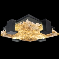 895440-12ST Fine Art Lighting Terra 16.75"W Square Flush Mount with Black/Gold Leaf Glass Finish