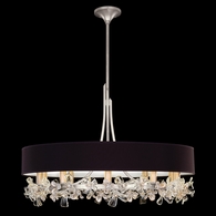 915240-13ST Fine Art Lighting Azu 34.5"W Round Chandelier with Silver Leaf w/Black Fabric & Silver Inner Lining Shades Finish