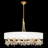915240-21ST Fine Art Lighting Azu 34.5"W Round Chandelier with Gold Leaf w/White Fabric Shades Finish