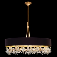 915240-23ST Fine Art Lighting Azu 34.5"W Round Chandelier with Gold Leaf w/Black Fabric & Gold Inner Lining Shades Finish