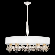 915240-31ST Fine Art Lighting Azu 34.5"W Round Chandelier with White Gesso w/White Fabric Shades Finish