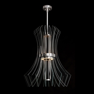 916840-1 Fine Art Lighting Newton 27.5"W Round Pendant with Silver Down Glass Finish