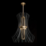 916840-2 Fine Art Lighting Newton 27.5"W Round Pendant with Gold/Down Glass Finish