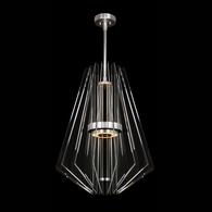 917040-1 Fine Art Lighting Newton 28"W Round Pendant with Silver/Down Glass Finish