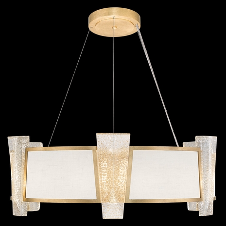 890840-21ST Fine Art Lamps 12 Light Crownstone 32" Round Pendant with Gold Finish