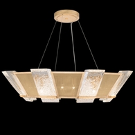 890640-22ST Fine Art Lighting Crownstone 38"W Round Pendant with Gold w/Metal Mesh Inserts Finish