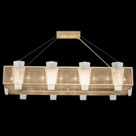 891240-22ST Fine Art Lighting Crownstone 52"W Rectangular Pendant with Gold w/Metal Mesh Inserts Finish