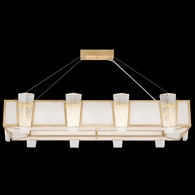 891240-21ST Fine Art Lighting Crownstone 52"W Rectangular Pendant with Gold w/Textured Linen Inserts Finish
