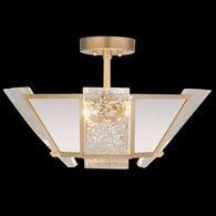 891340-21ST Fine Art Lamps 4 Light Crownstone 23" Square Semi-Flush Mount with Gold Finish