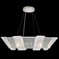 890640-12ST Fine Art Lighting Crownstone 38"W Round Pendant with Silver w/Metal Mesh Inserts Finish