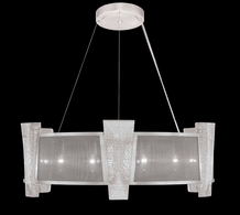 890840-12ST Fine Art Lamps 12 Light Crownstone 32" Round Pendant with Silver Finish