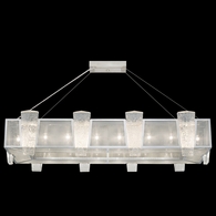 891240-12ST Fine Art Lighting Crownstone 52"W Rectangular Pendant with Silver w/Metal Mesh Inserts Finish