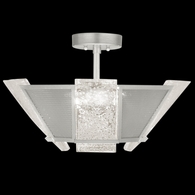891340-12ST Fine Art Lamps 4 Light Crownstone 23" Square Semi-Flush Mount with Silver Finish