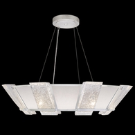 890640-11ST Fine Art Lighting Crownstone 38"W Round Pendant with Silver w/Textured Linen Inserts Finish