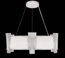 890840-11ST Fine Art Lamps 12 Light Crownstone 32" Round Pendant with Silver Finish