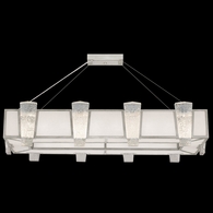 891240-11ST Fine Art Lighting Crownstone 52"W Rectangular Pendant with Silver w/Textured Linen Inserts Finish