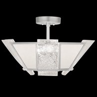 891340-11ST Fine Art Lamps 4 Light Crownstone 23" Square Semi-Flush Mount with Silver Finish