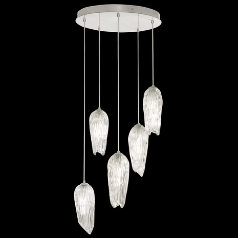 911540-1ST Fine Art Lamps 5 Light Las Olas 25" Round Pendant with Silver Finish