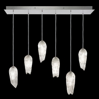 912040-1ST Fine Art Lamps 6 Light Las Olas 48" Rectangular Pendant with Silver Finish