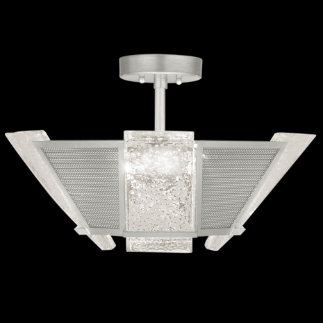 891340-12ST Fine Art Lamps 4 Light Crownstone 23" Square Semi-Flush Mount with Silver Finish