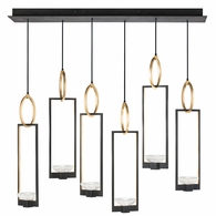 893140-3ST Fine Art Lighting Delphi 48"W Rectangular Pendant with Black/Gold Finish