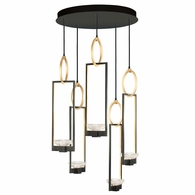 893040-3ST Fine Art Lighting Delphi 26.5"W Round Pendant with Black/Gold Finish
