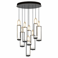893240-3ST Fine Art Lighting Delphi 33.5"W Round Pendant with Black/Gold Finish