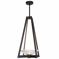 896040-3ST Fine Art Lighting Delphi 17.5"W Square Pendant with Black/Gold Finish
